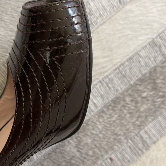 Franco Sarto Chocolate Patent Peep Toe Shoes - Picture 6 of 7